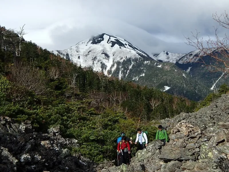 背後に仙丈ヶ岳