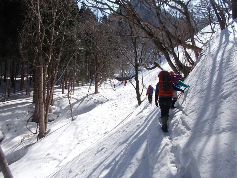 斜面をトラバース