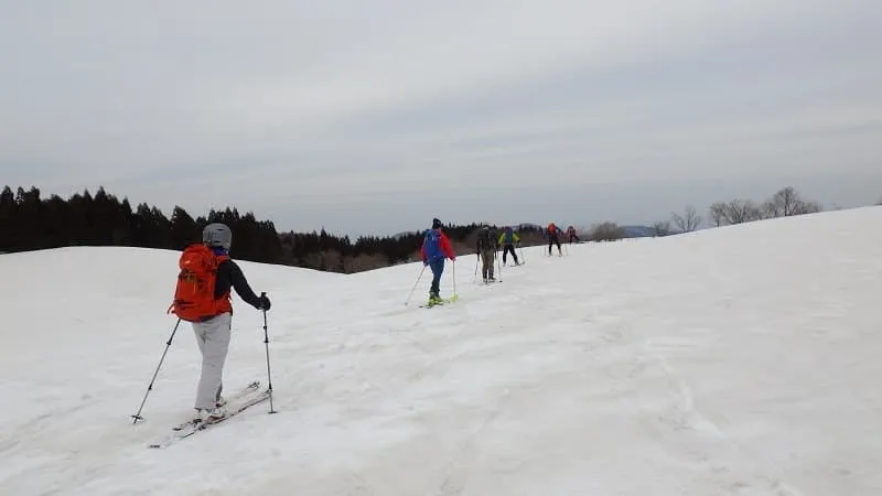 扇ノ山の広い雪面はスキーに最高