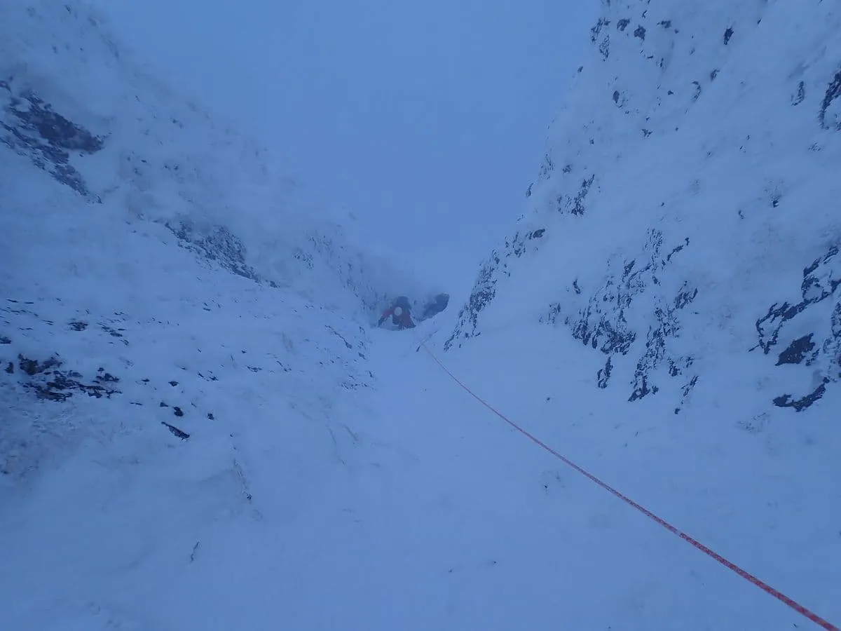 P3ガリーの登攀