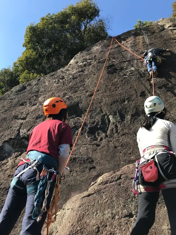 ダブルビレイでリード練習